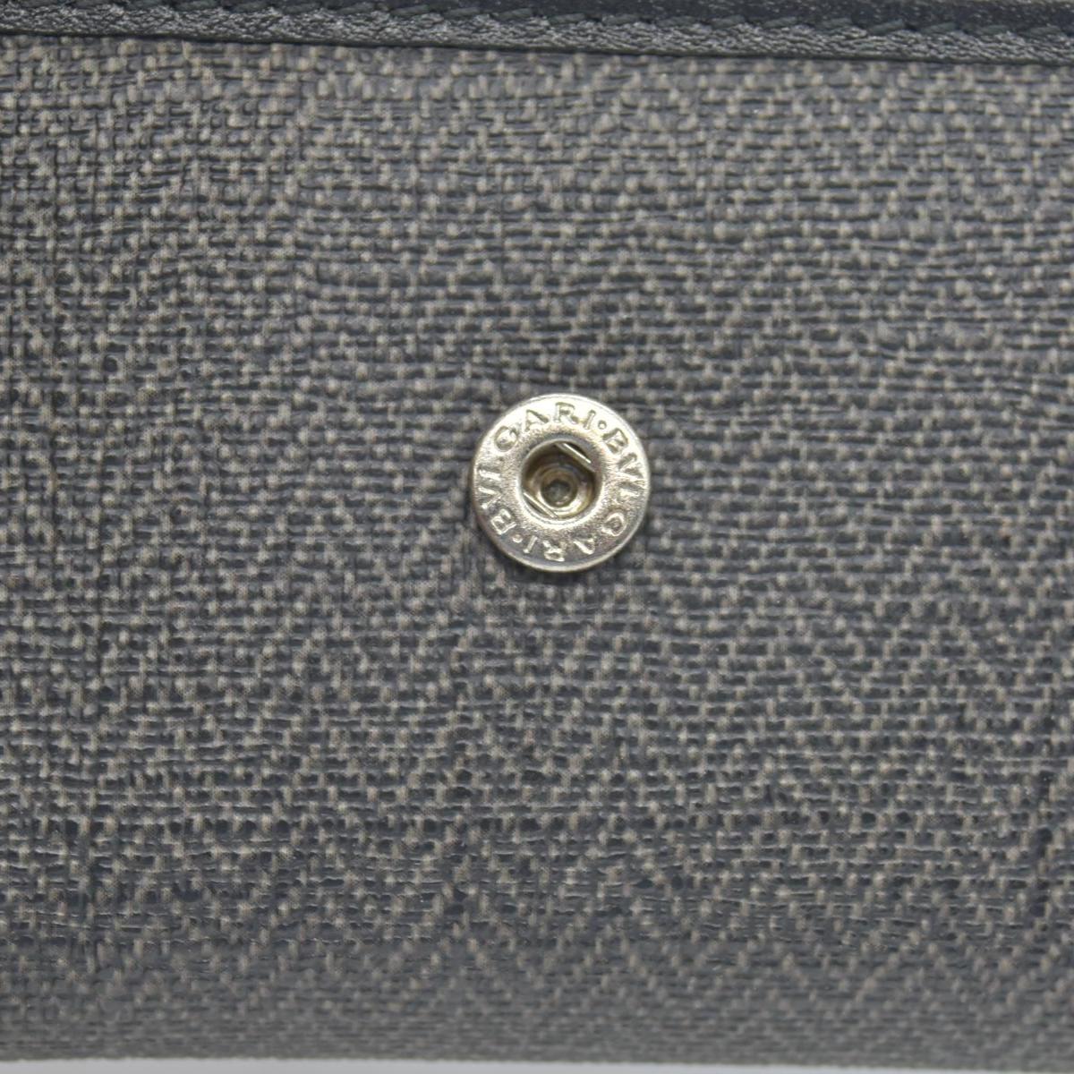 BVLGARI Weekend Gray PVC Black Leather 6 Pics Key Cases CONSIGNMENT