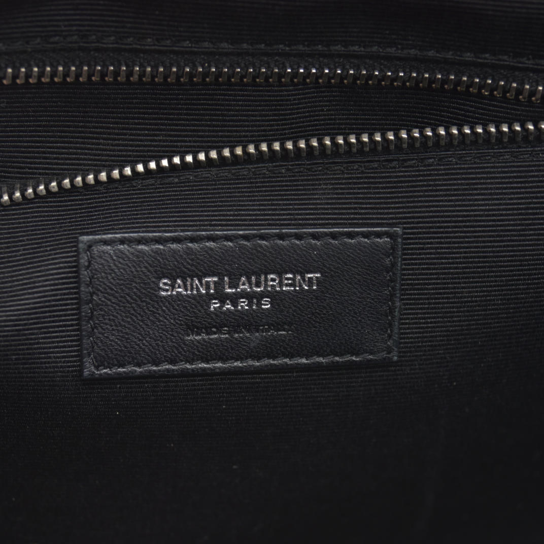 $3200 Saint Laurent Grain De Poudre Textured Mixed Matelasse Large Triquilt Monogram Satchel Light Pink