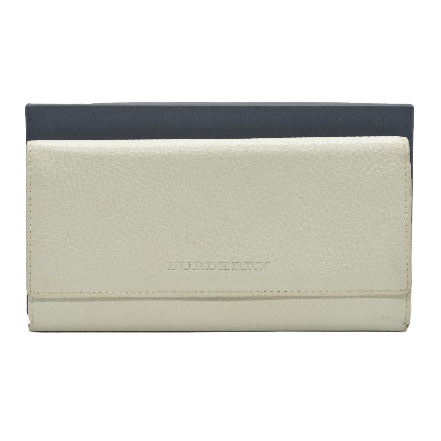 $720 BURBERRY Leather Long Bifold Wallet Purse Beige CONSIGNMENT