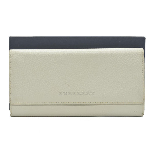 $720 BURBERRY Leather Long Bifold Wallet Purse Beige CONSIGNMENT