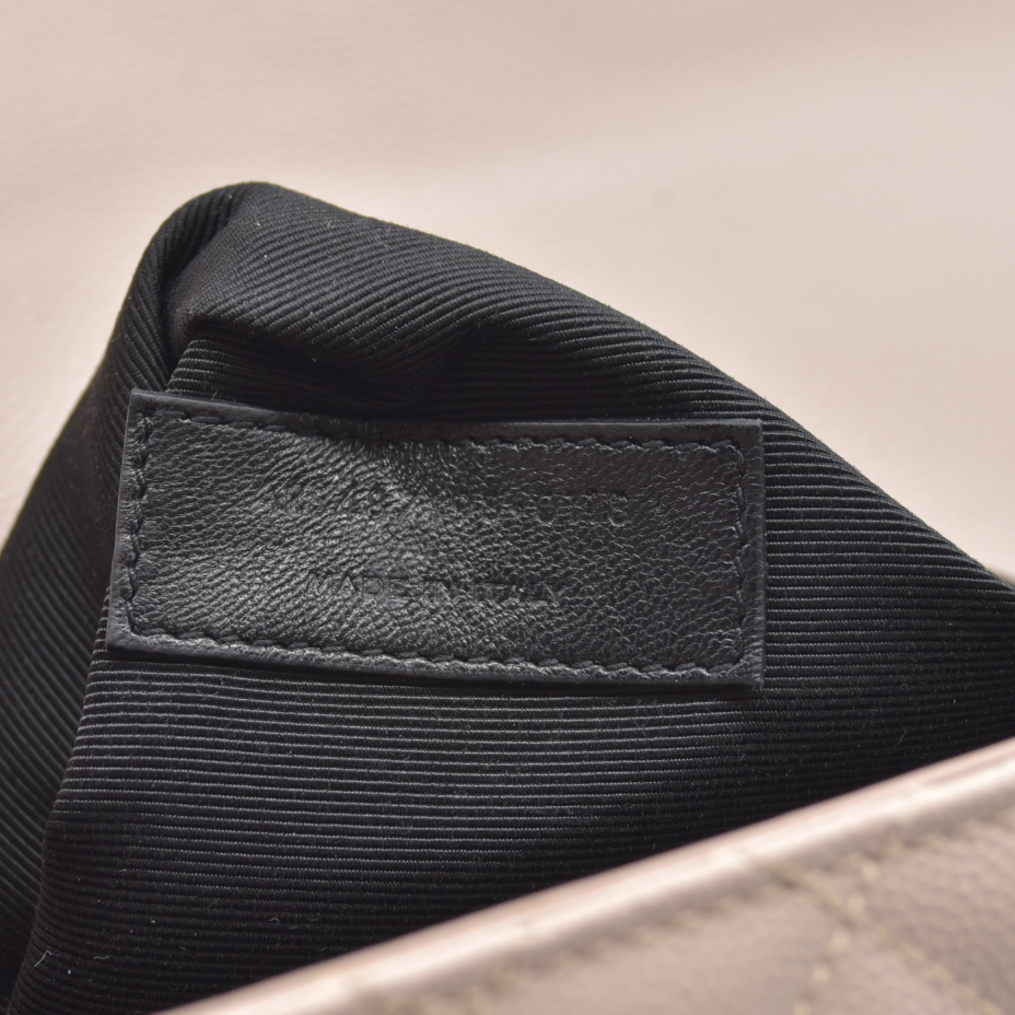 $3200 Saint Laurent Grain De Poudre Textured Mixed Matelasse Large Triquilt Monogram Satchel Light Pink