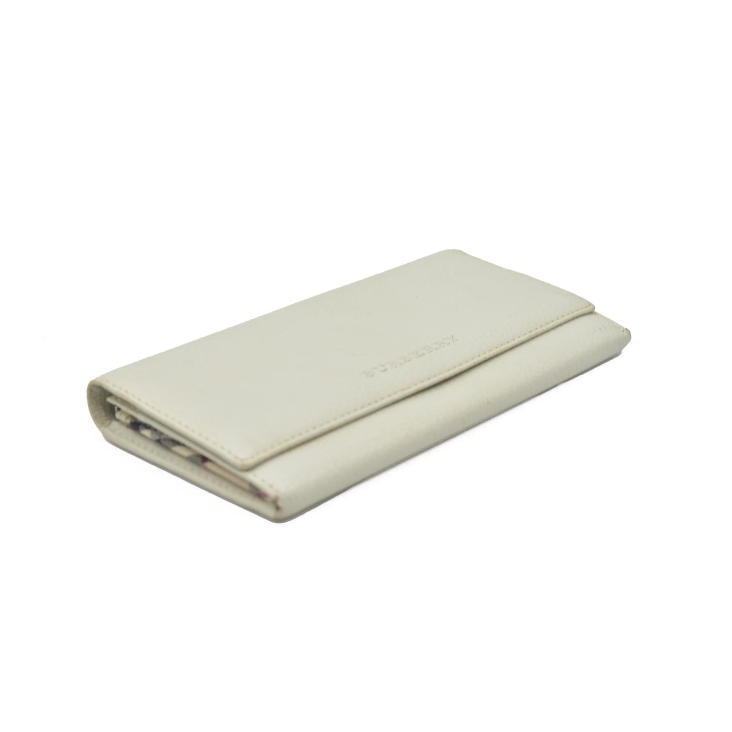 $720 BURBERRY Leather Long Bifold Wallet Purse Beige CONSIGNMENT