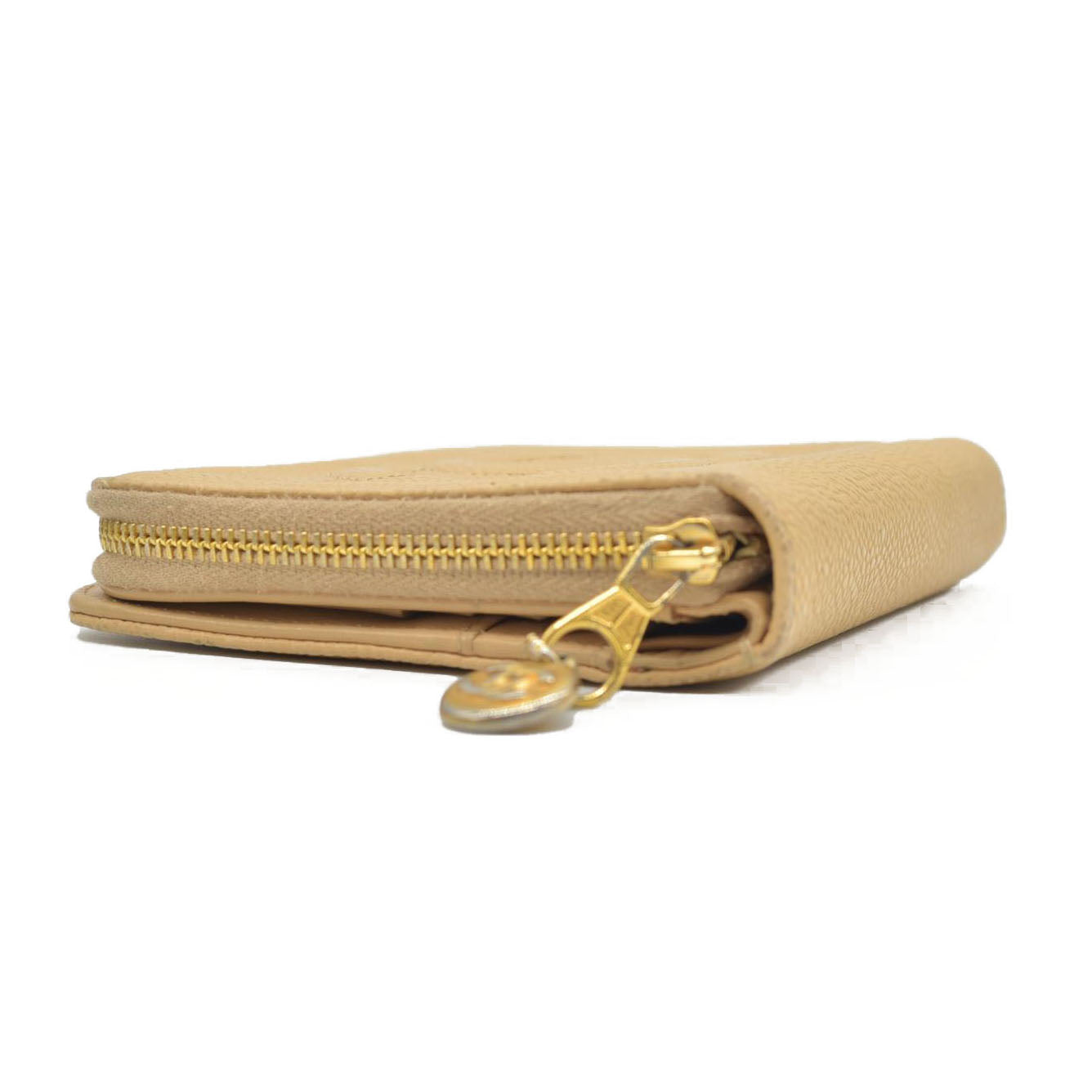 $700 Chanel Caviar Timeless CC Zip Around Coin Purse Beige CONSIGNMENT