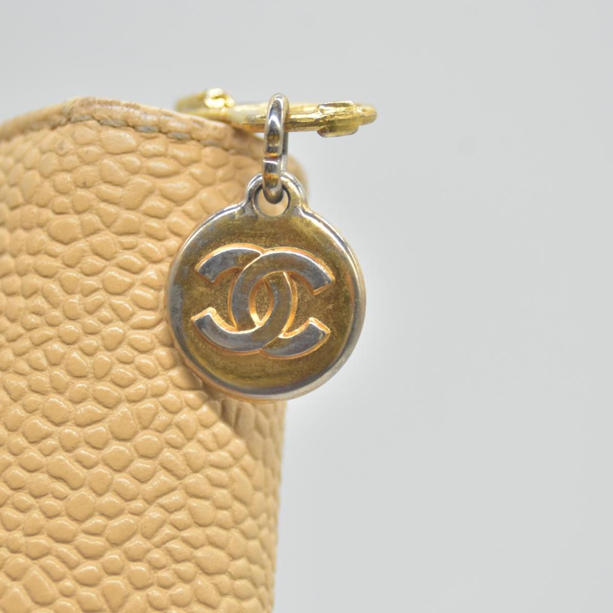 $700 Chanel Caviar Timeless CC Zip Around Coin Purse Beige CONSIGNMENT