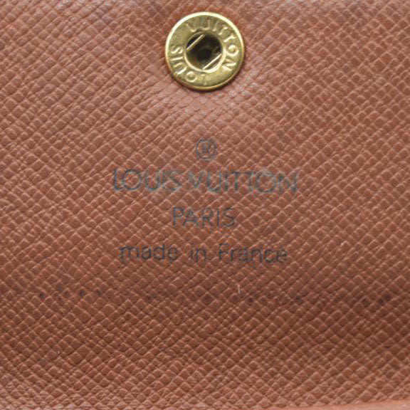 AUCTION $430 Louis Vuitton Monogram Porte Monnaie Plat Coin Purse Wallet Brown