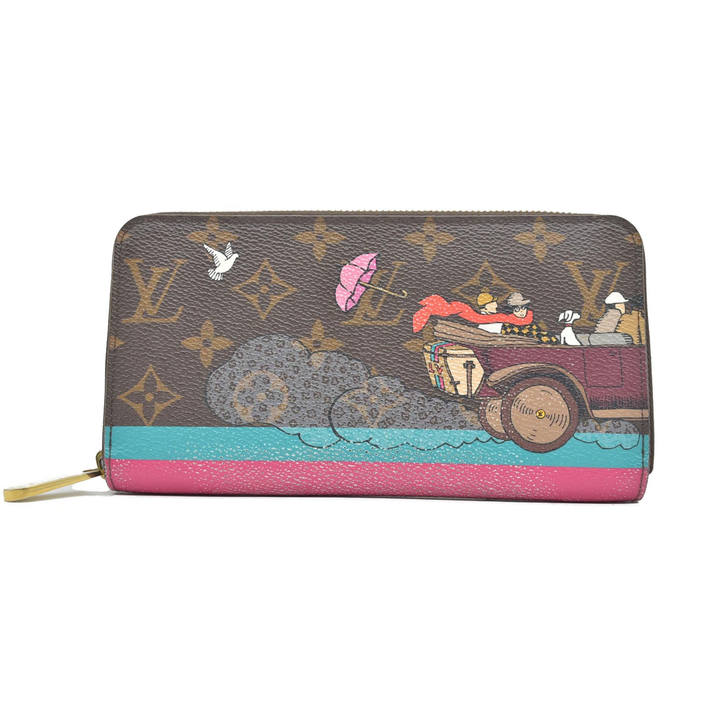 $915 Louis Vuitton Monogram 2015 Christmas Animation Zippy Wallet Hibiscus CONSIGNMENT