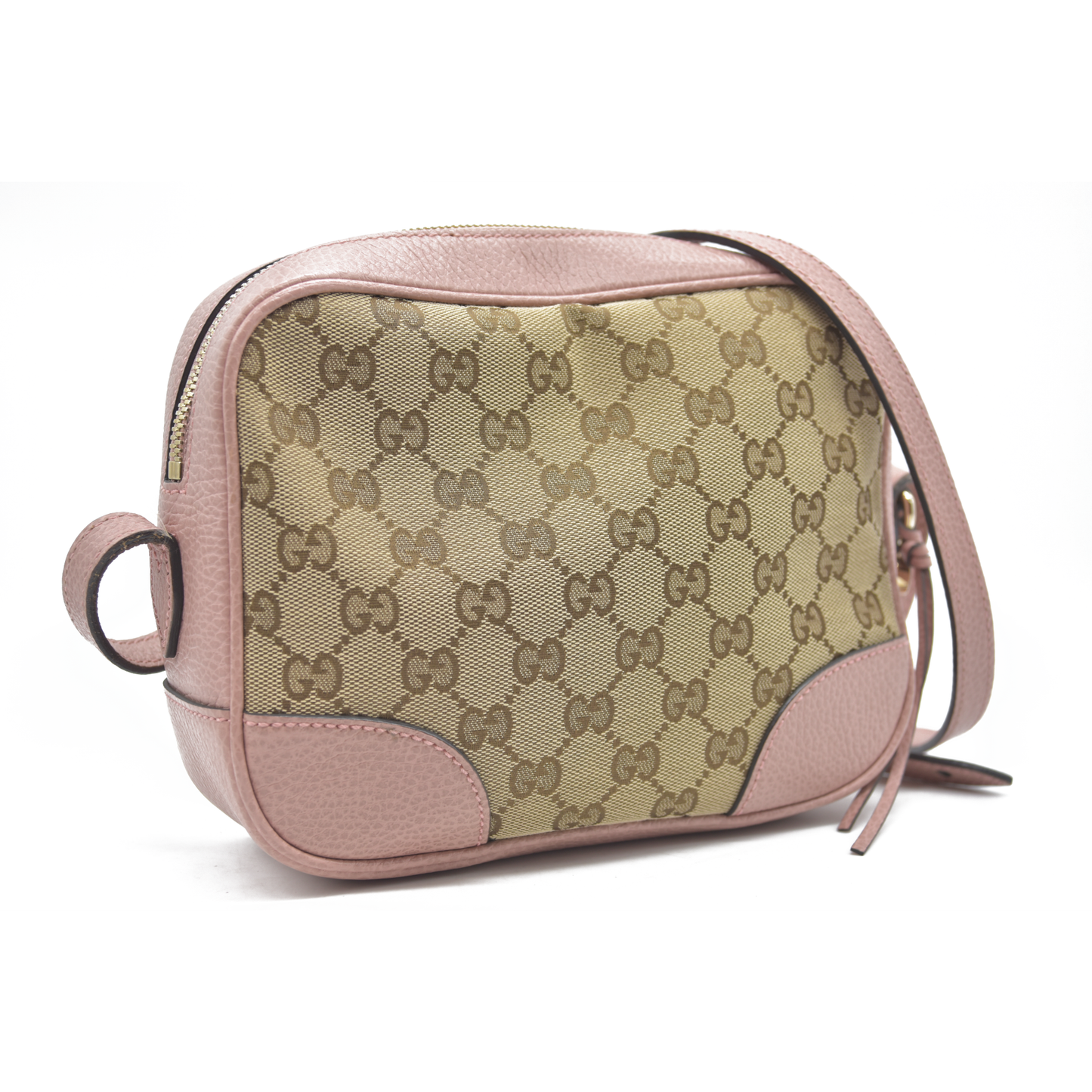 $1290 Gucci Monogram Mini Bree Messenger Bag Beige Soft Pink