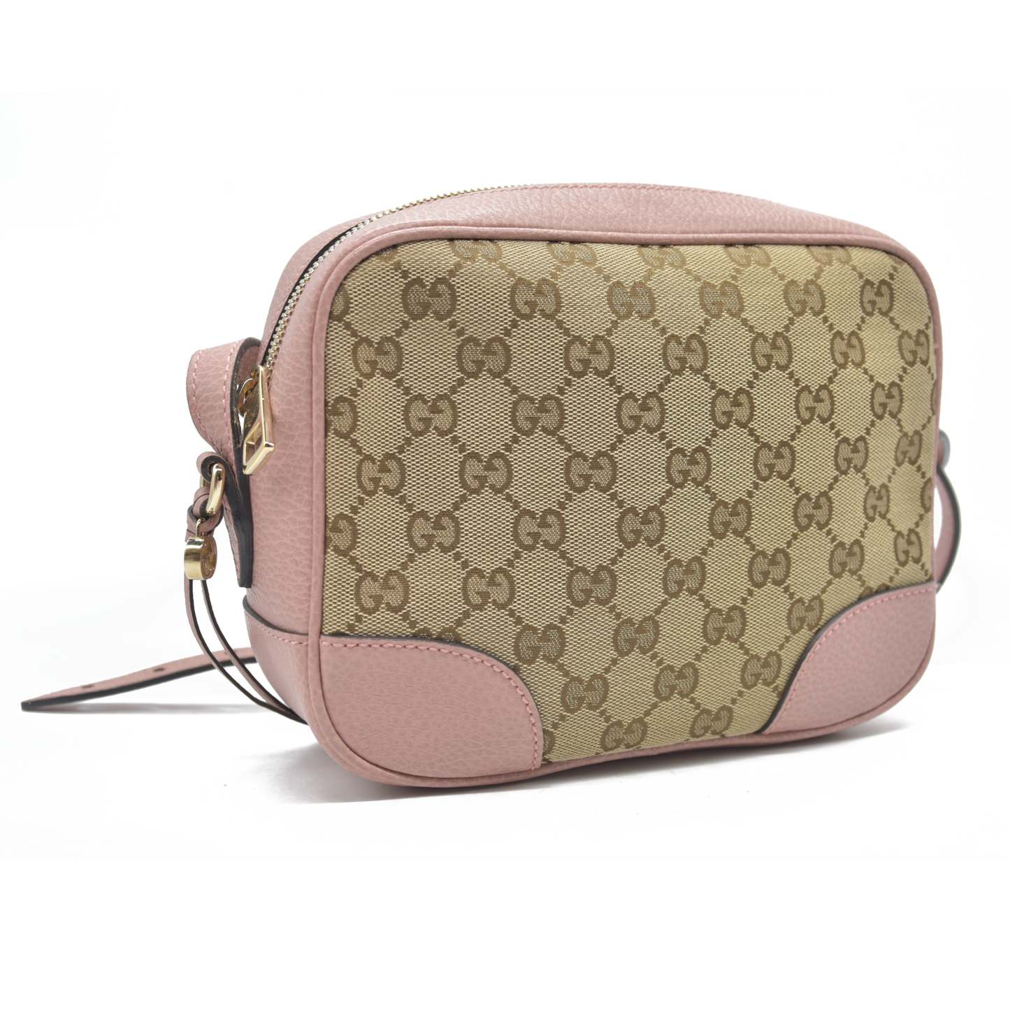 $1290 Gucci Monogram Mini Bree Messenger Bag Beige Soft Pink