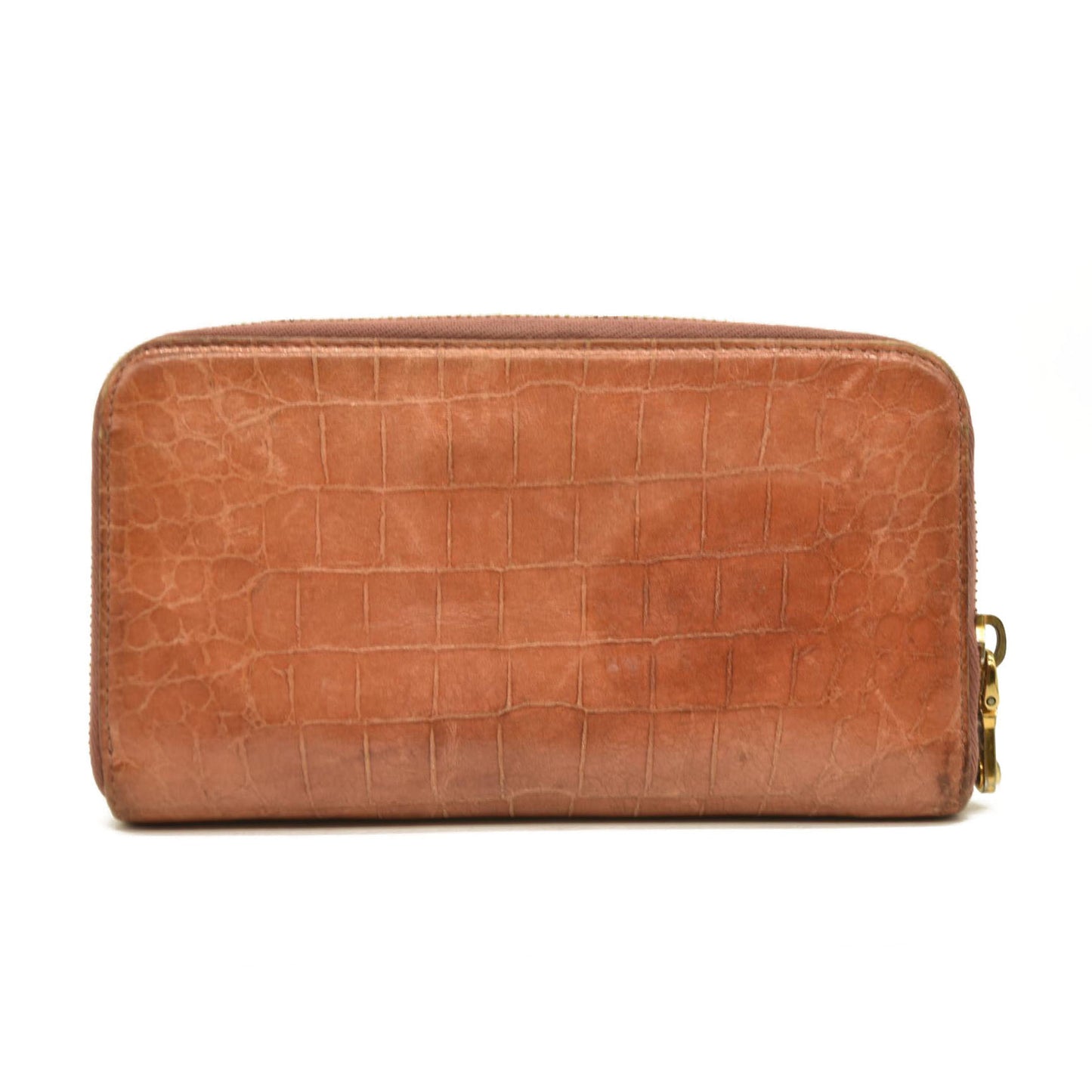 Miu Miu  Vernice Crocodile Embossed Calfskin Zip Around Wallet Cipria