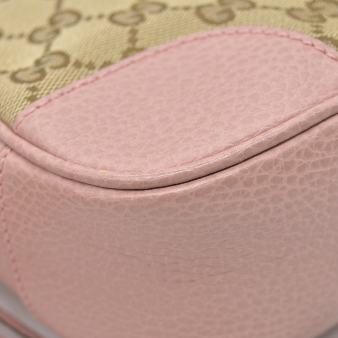 $1290 Gucci Monogram Mini Bree Messenger Bag Beige Soft Pink