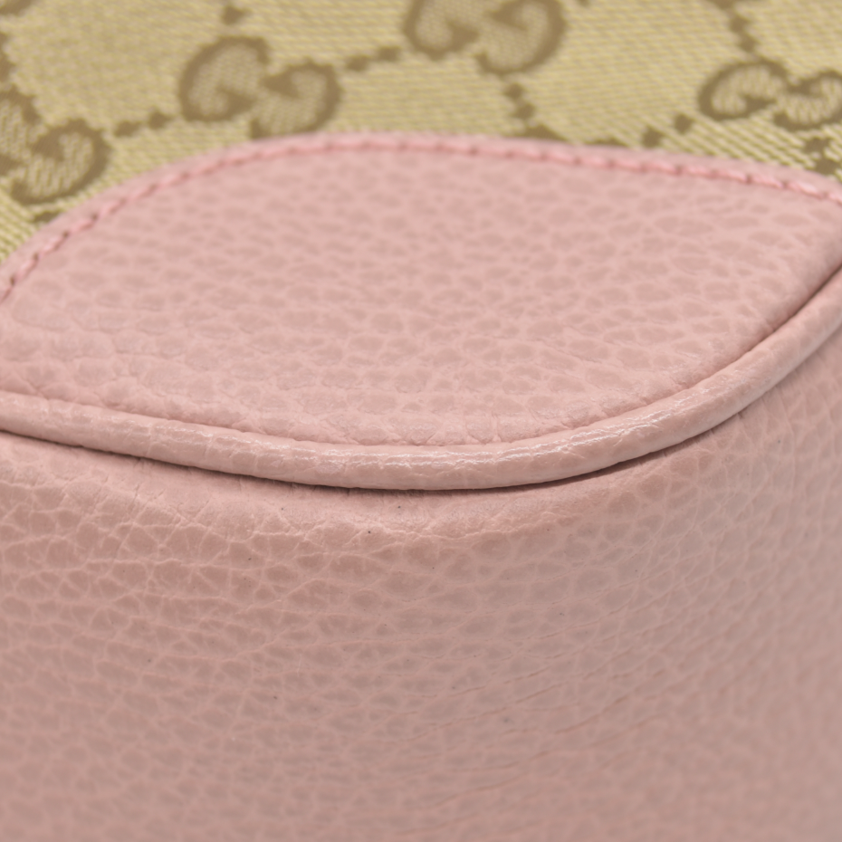 $1290 Gucci Monogram Mini Bree Messenger Bag Beige Soft Pink