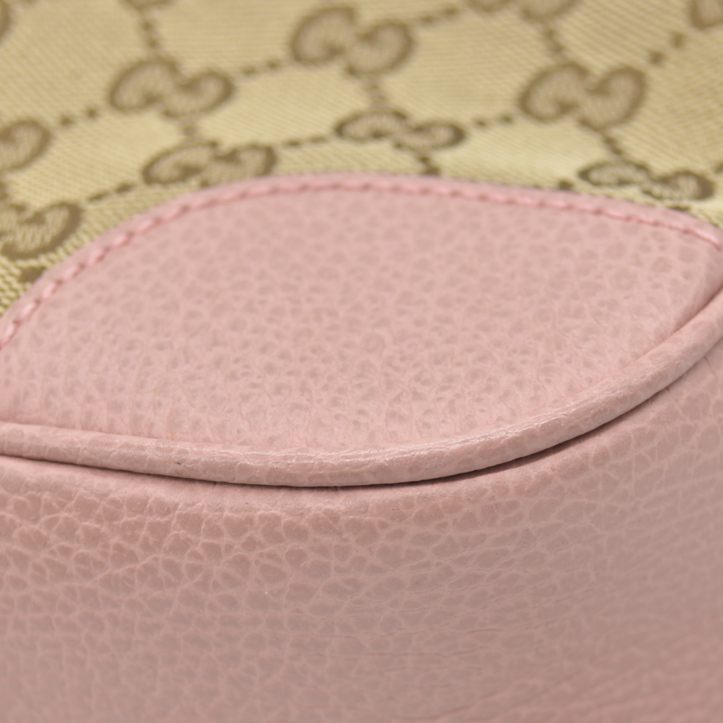 $1290 Gucci Monogram Mini Bree Messenger Bag Beige Soft Pink