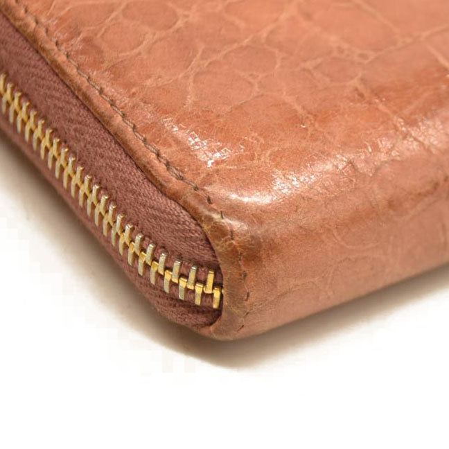 Miu Miu  Vernice Crocodile Embossed Calfskin Zip Around Wallet Cipria