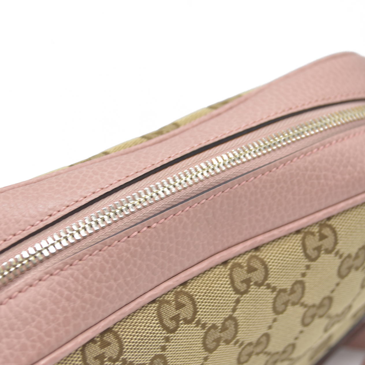 $1290 Gucci Monogram Mini Bree Messenger Bag Beige Soft Pink