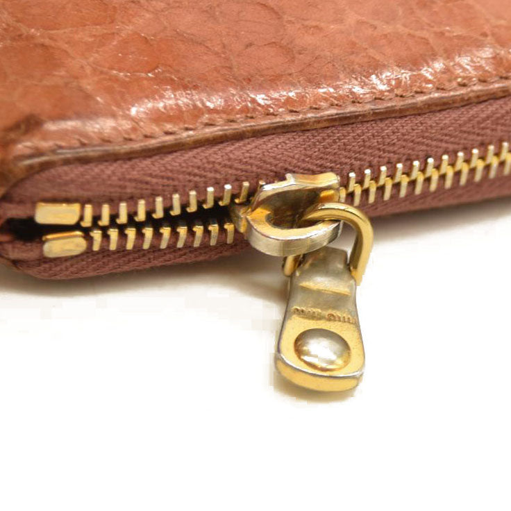 Miu Miu  Vernice Crocodile Embossed Calfskin Zip Around Wallet Cipria