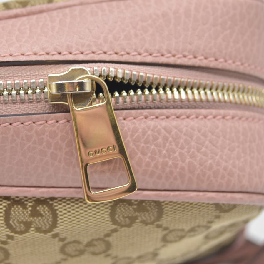 $1290 Gucci Monogram Mini Bree Messenger Bag Beige Soft Pink