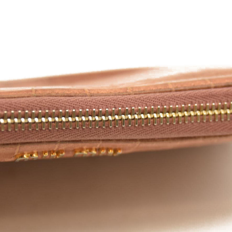 Miu Miu  Vernice Crocodile Embossed Calfskin Zip Around Wallet Cipria