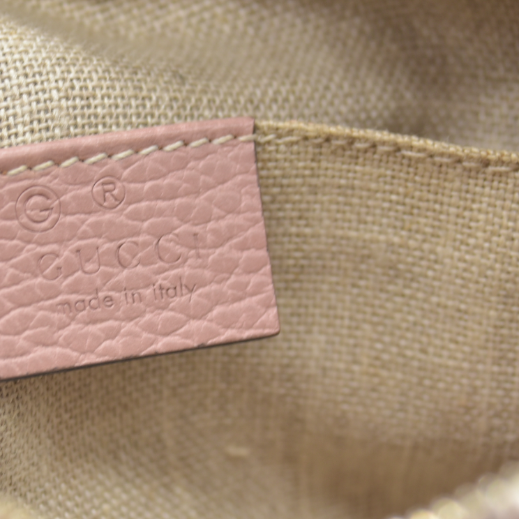$1290 Gucci Monogram Mini Bree Messenger Bag Beige Soft Pink