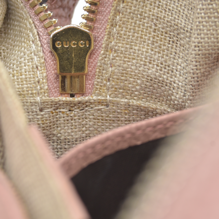 $1290 Gucci Monogram Mini Bree Messenger Bag Beige Soft Pink