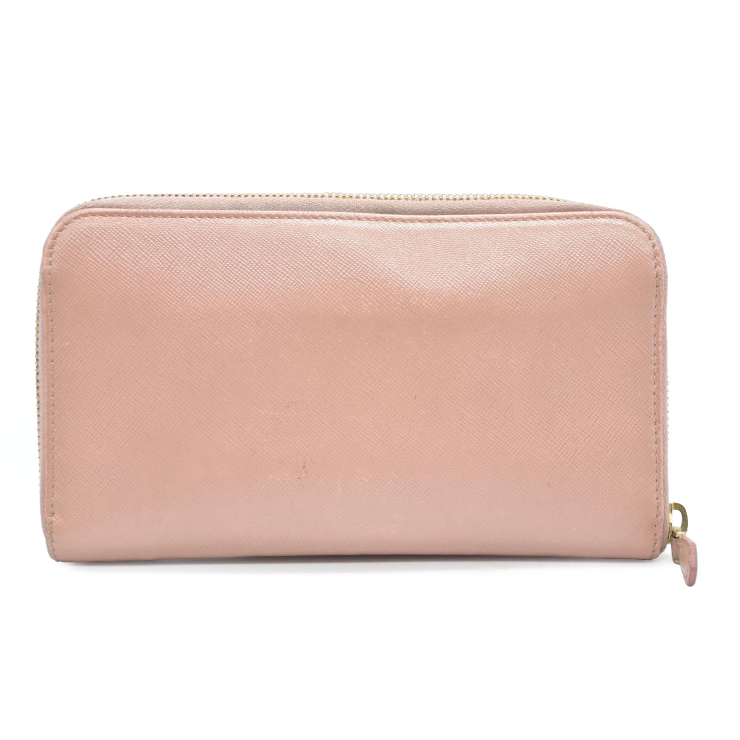 PRADA Saffiano Ribbon Leather Zip Around Long Wallet Pink