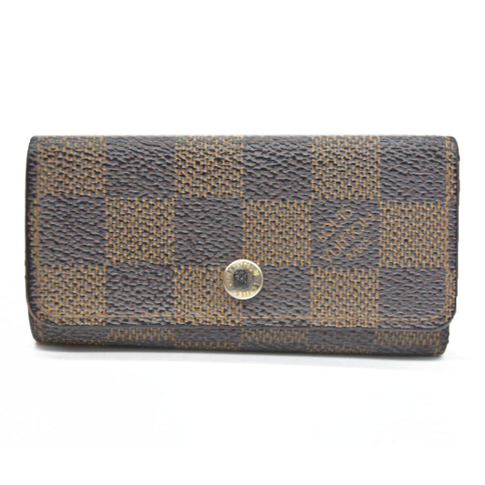 AUCTION $295 Louis Vuitton Damier Multicles 4 Ring Key Case Brown CT4140