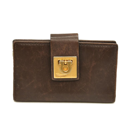 Salvatore Ferragamo Gancini Leather 6 Ring Key Case Brown