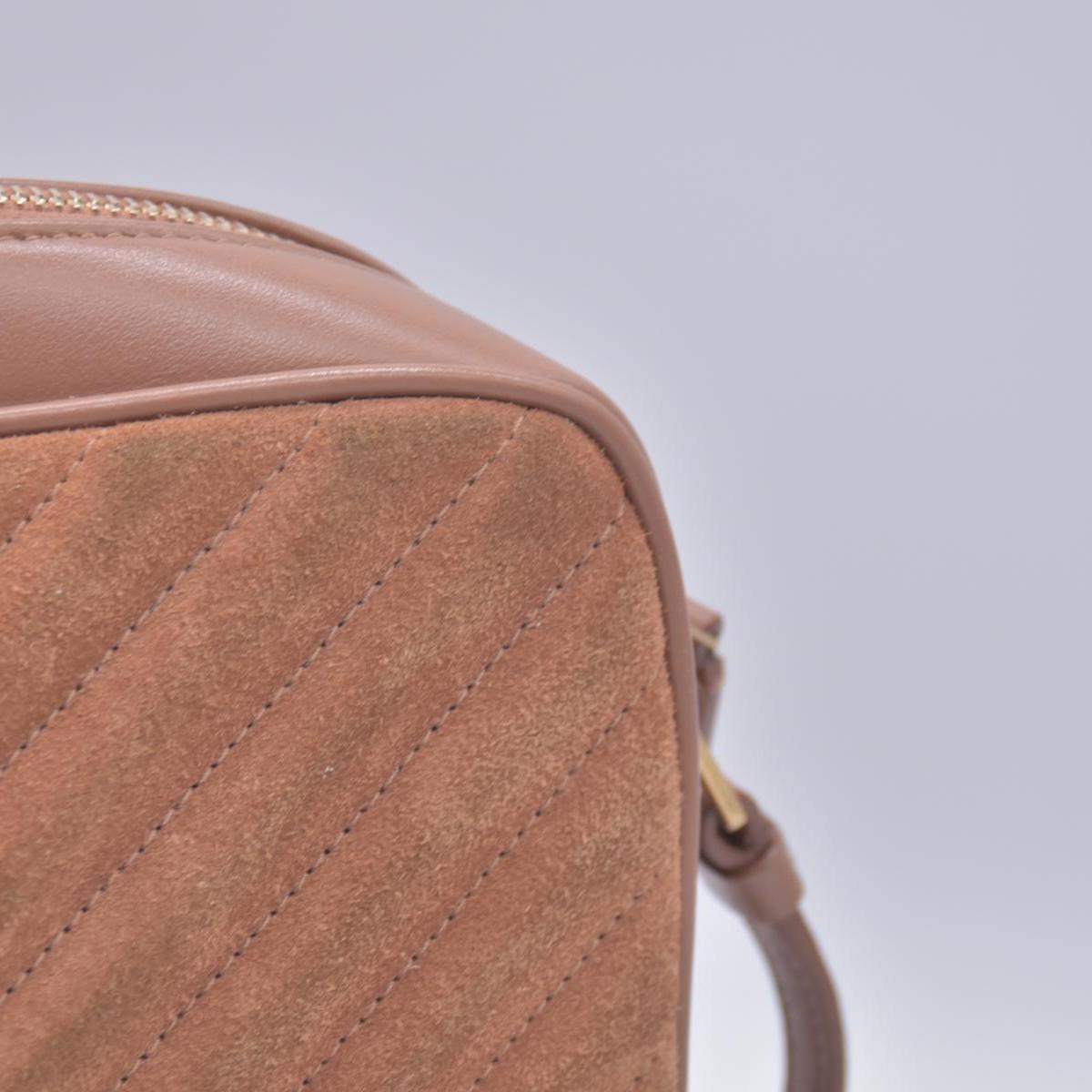 $1690 Saint Laurent Suede Matelasse Monogram Lou Camera Bag Cinnamon