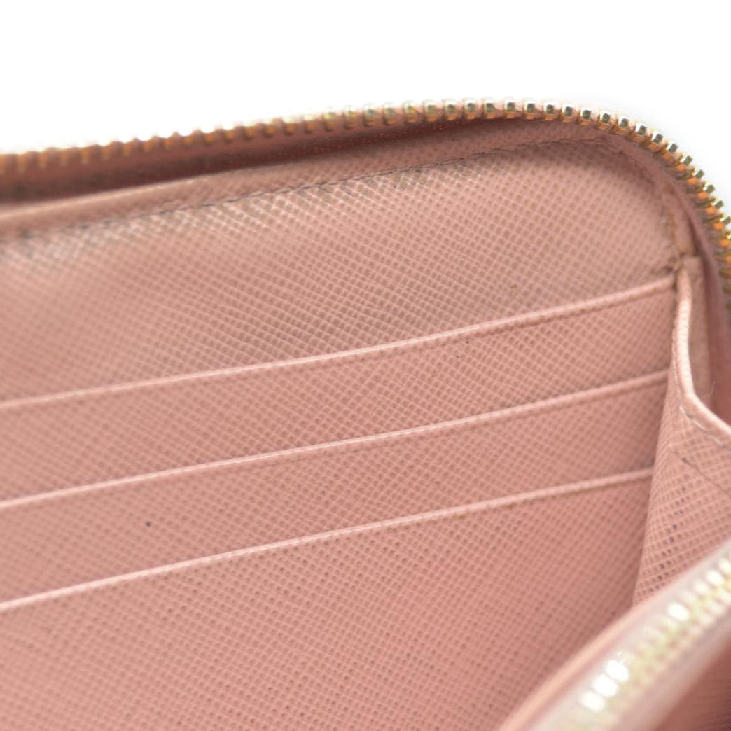 PRADA Saffiano Ribbon Leather Zip Around Long Wallet Pink