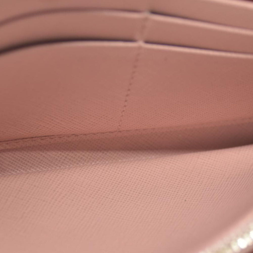 PRADA Saffiano Ribbon Leather Zip Around Long Wallet Pink