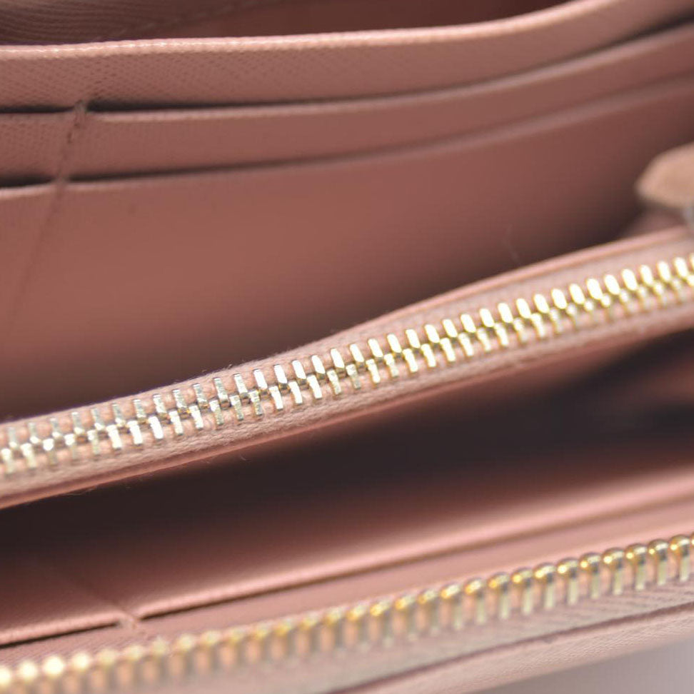 PRADA Saffiano Ribbon Leather Zip Around Long Wallet Pink