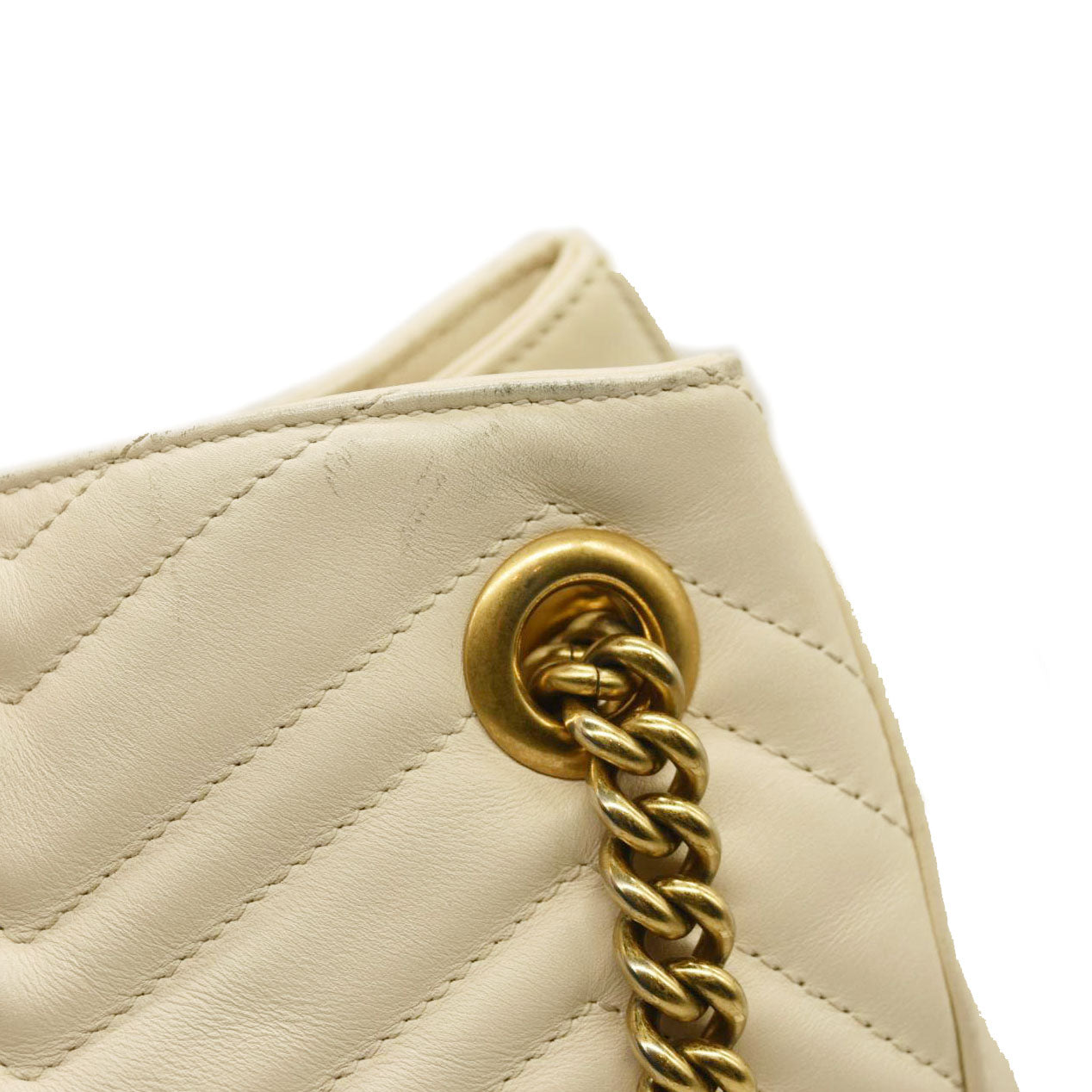 GUCCI Calfskin Matelasse Medium GG Marmont Shoulder Tote Bag White