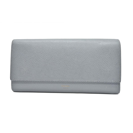AUCTION $750 CELINE Large Flap MultiFunction Leather Long Bifold Wallet Gray