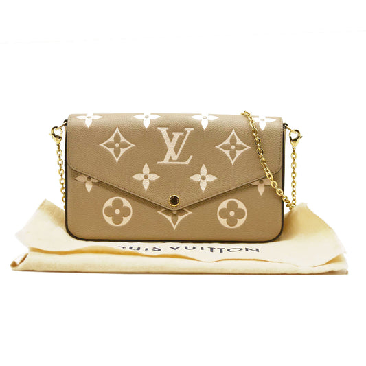 LOUIS VUITTON  Empreinte Monogram Giant Felicie Pochette Tourterelle Creme RFID