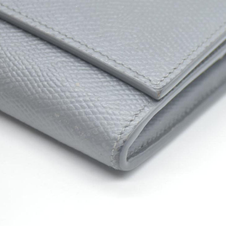 AUCTION $750 CELINE Large Flap MultiFunction Leather Long Bifold Wallet Gray