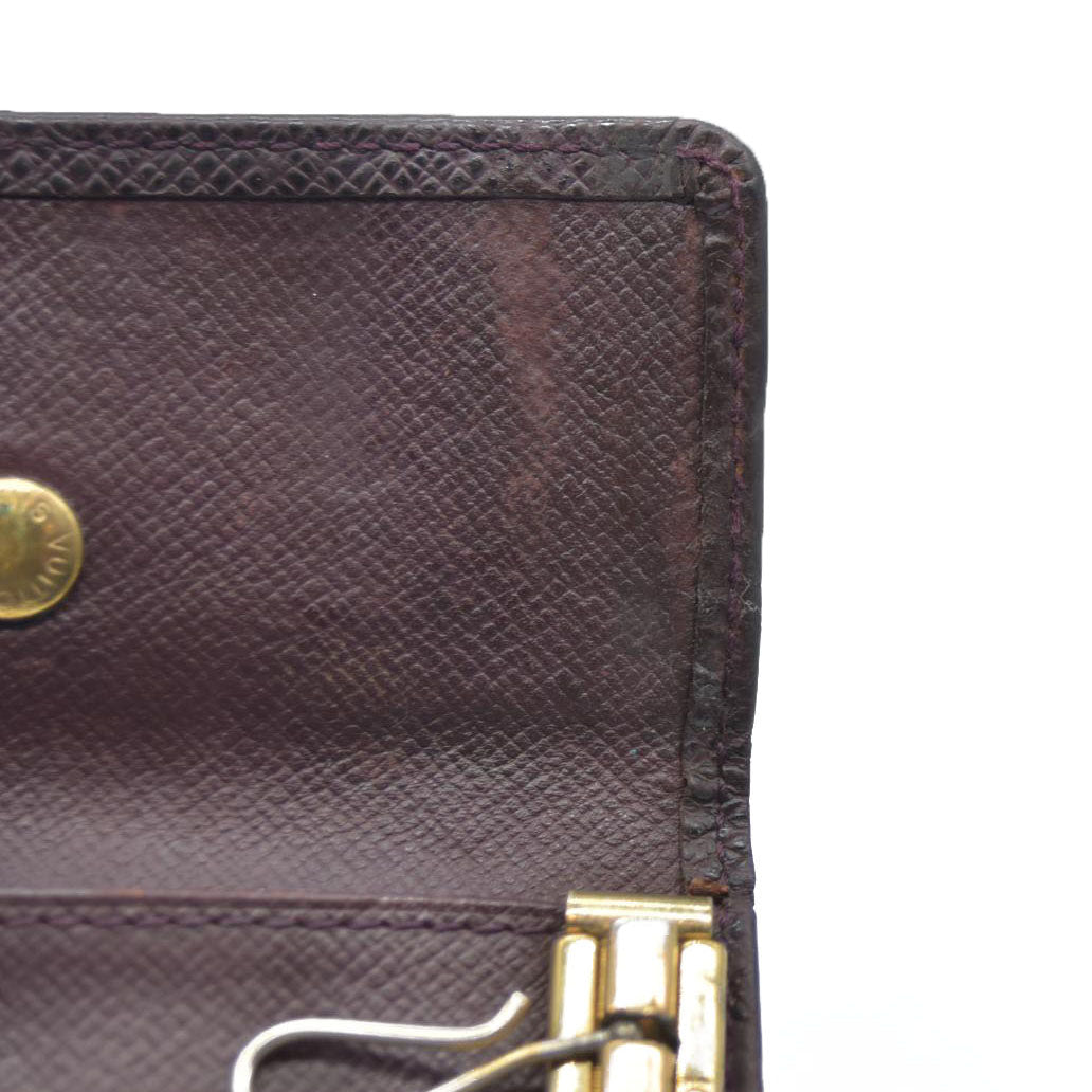 AUCTION $350 Louis Vuitton Taiga Leather Multicles 4 Ring Key Case Acajou CA0928