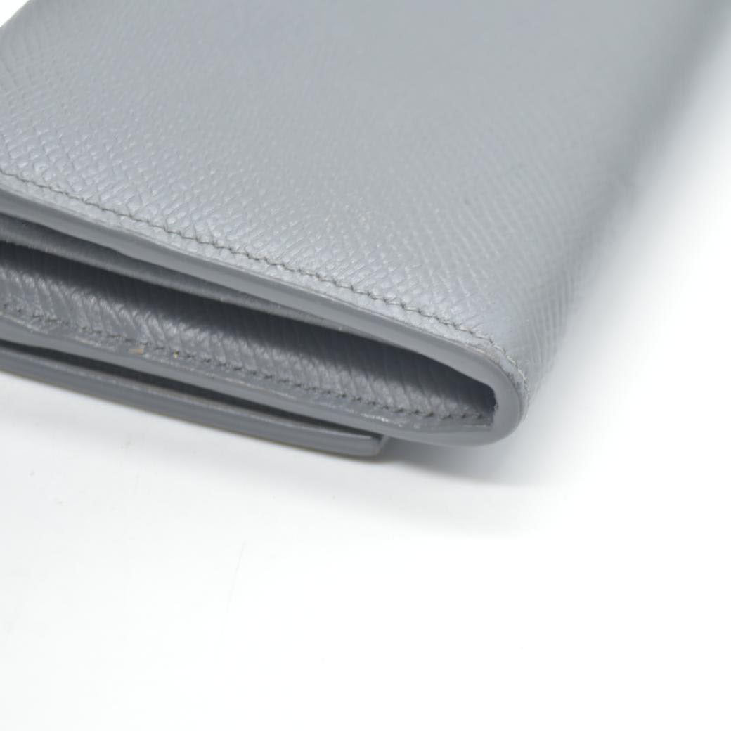 AUCTION $750 CELINE Large Flap MultiFunction Leather Long Bifold Wallet Gray