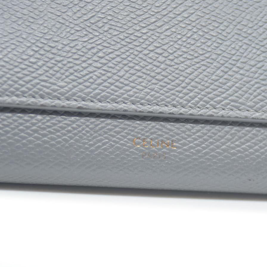 AUCTION $750 CELINE Large Flap MultiFunction Leather Long Bifold Wallet Gray