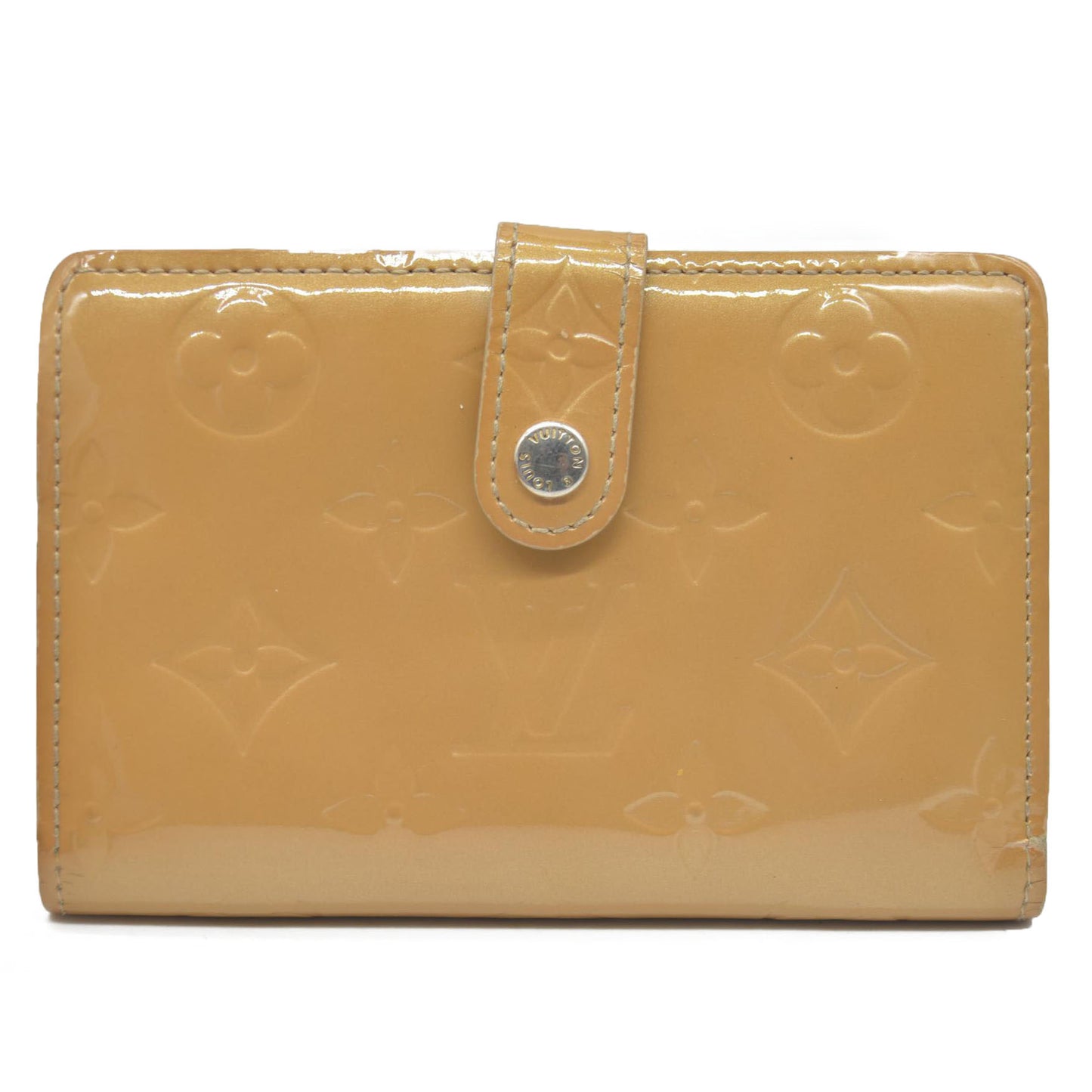 AUCTION $935 Louis Vuitton Vernis French Purse Wallet Beige MI0025