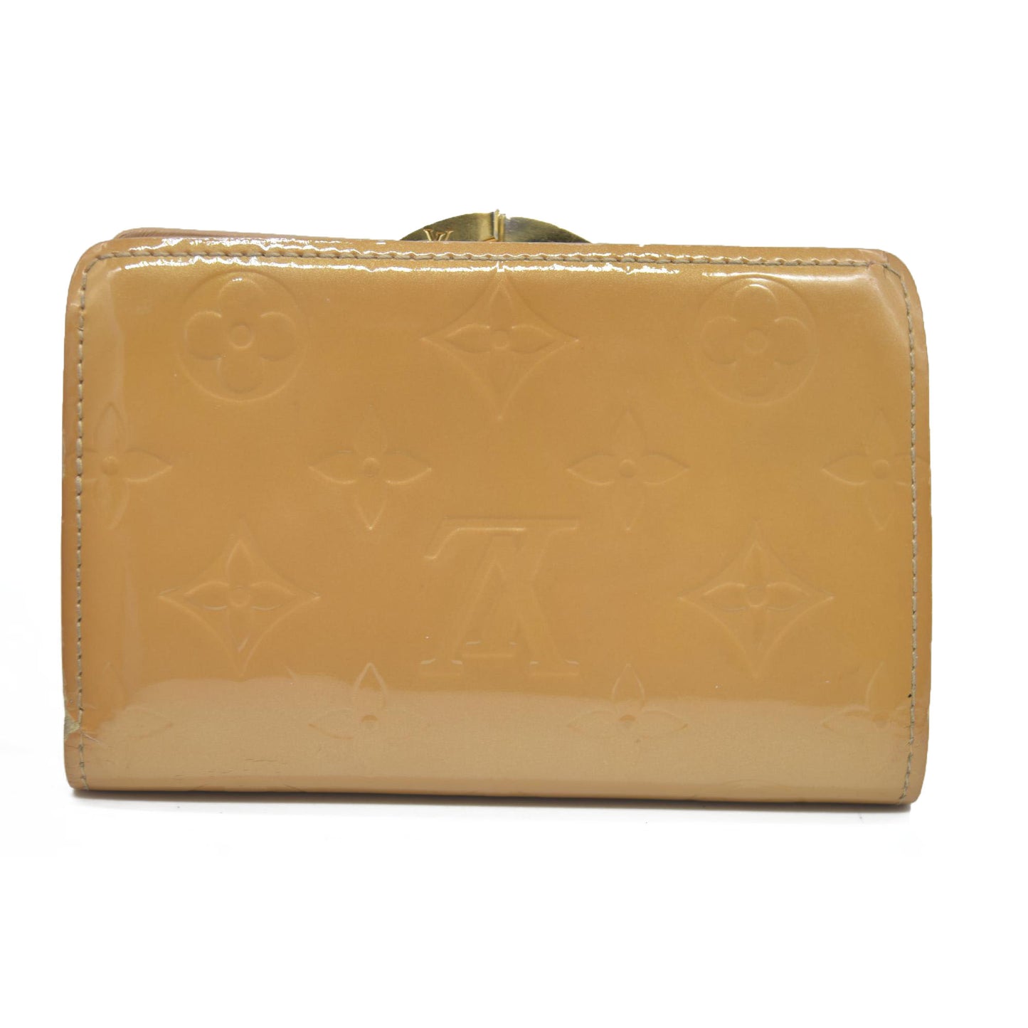 AUCTION $935 Louis Vuitton Vernis French Purse Wallet Beige MI0025