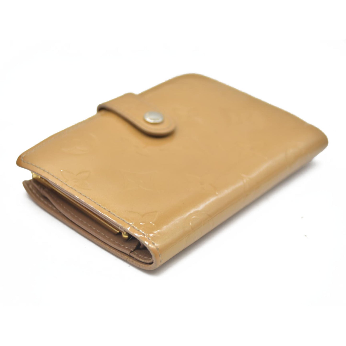 AUCTION $935 Louis Vuitton Vernis French Purse Wallet Beige MI0025