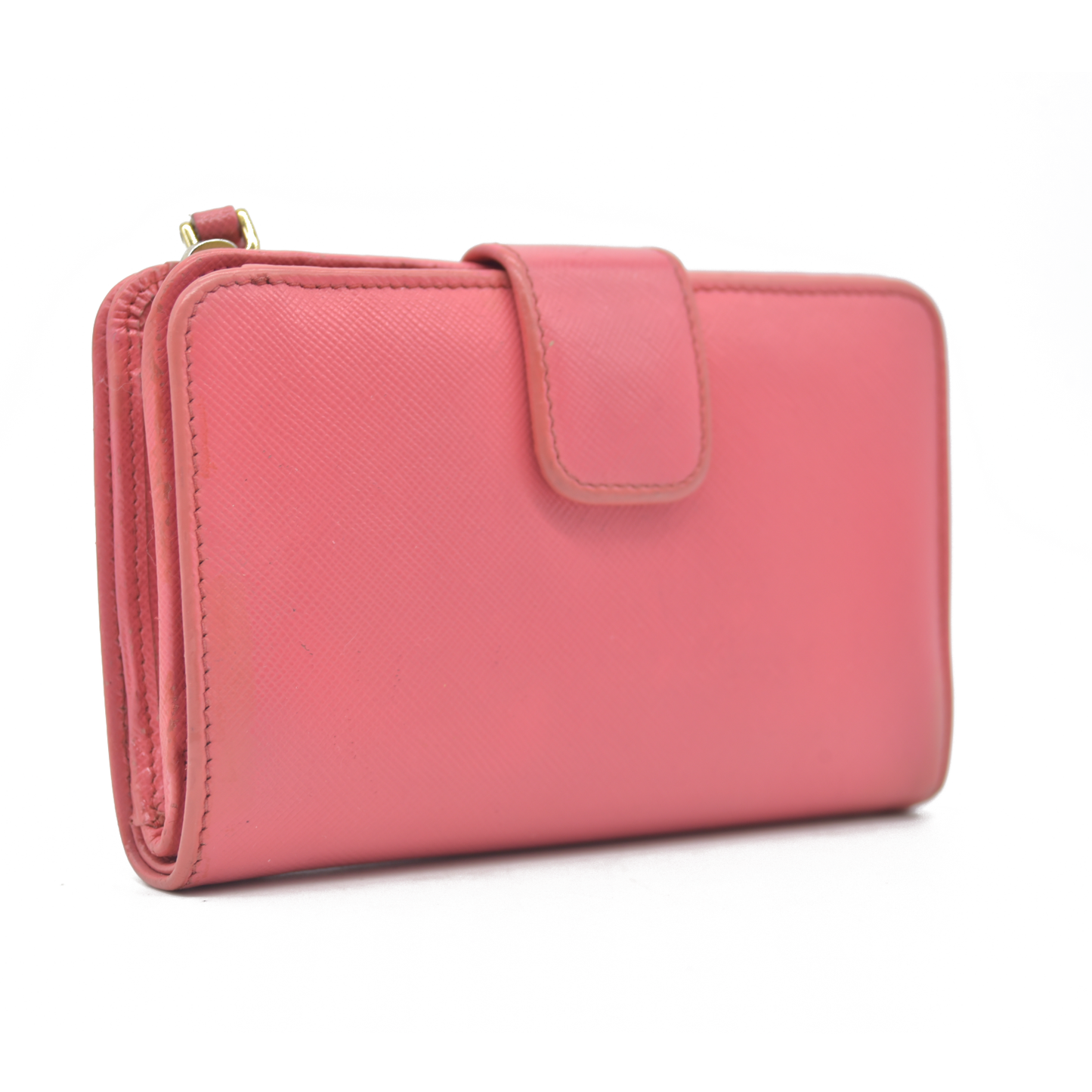 $560 Prada Saffiano Metal Compact Wallet Geranio