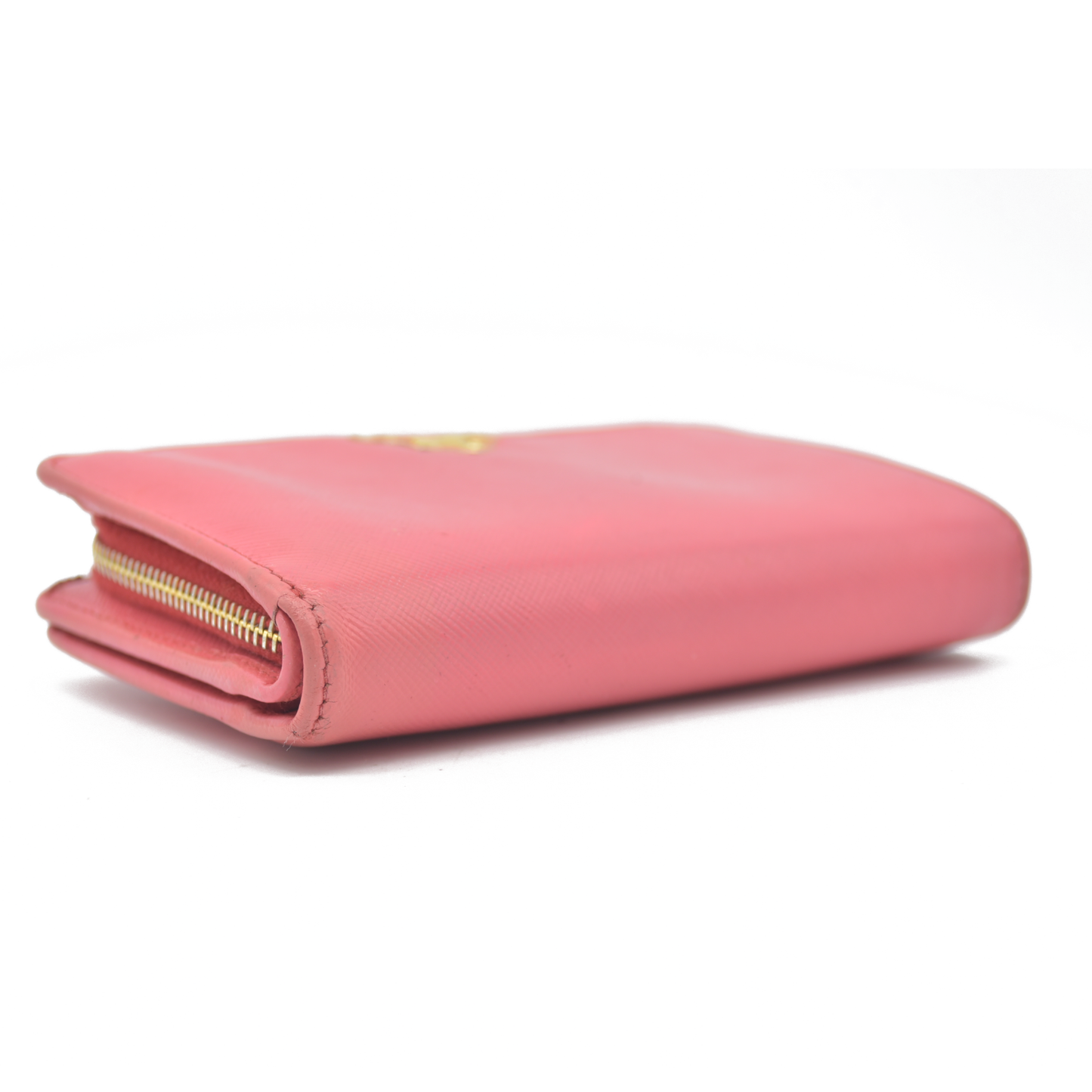$560 Prada Saffiano Metal Compact Wallet Geranio