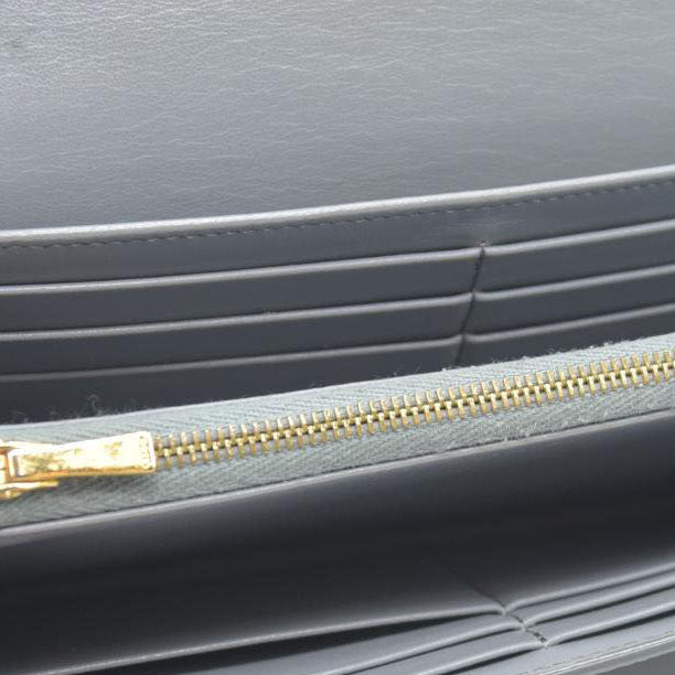 AUCTION $750 CELINE Large Flap MultiFunction Leather Long Bifold Wallet Gray