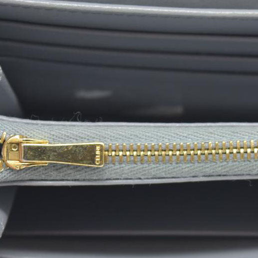 AUCTION $750 CELINE Large Flap MultiFunction Leather Long Bifold Wallet Gray