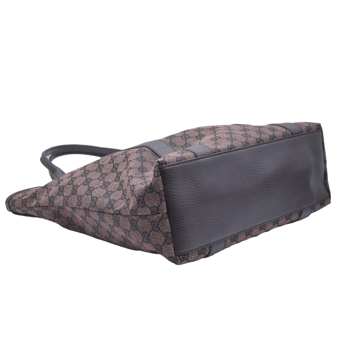 $1450 GUCCI GG Canvas Bamboo Ring Handle Tote Bag Brown CONSIGNMENT 10021346