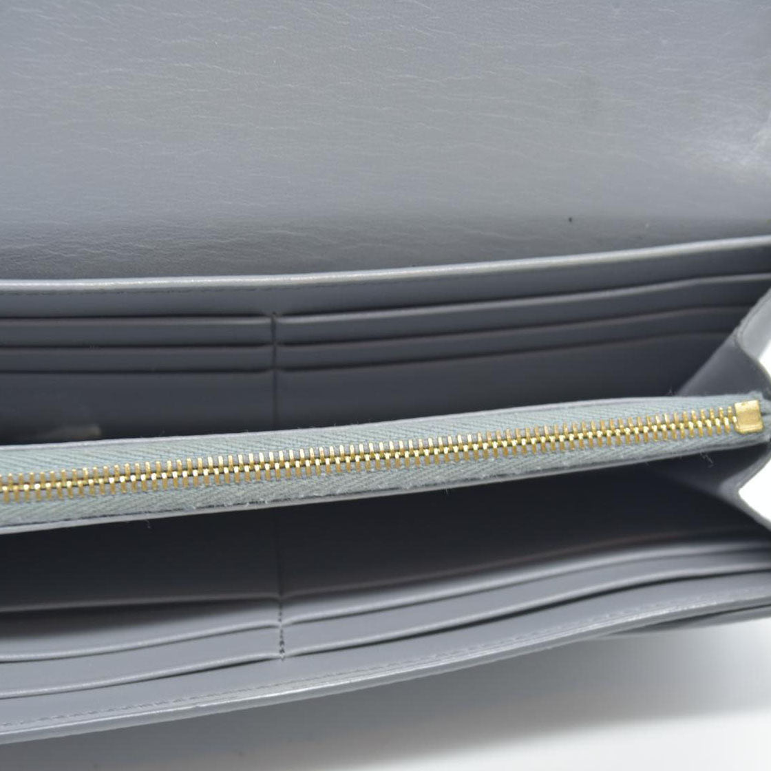 AUCTION $750 CELINE Large Flap MultiFunction Leather Long Bifold Wallet Gray