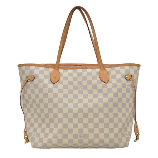 $2170 Louis Vuitton Damier Azur Neverfull MM Rose Ballerine FL4158