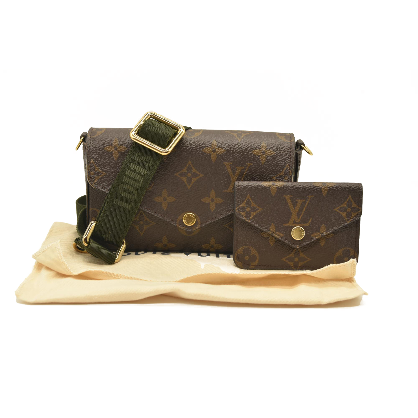 LOUIS VUITTON Monogram Felicie Strap & Go Kaki RFID