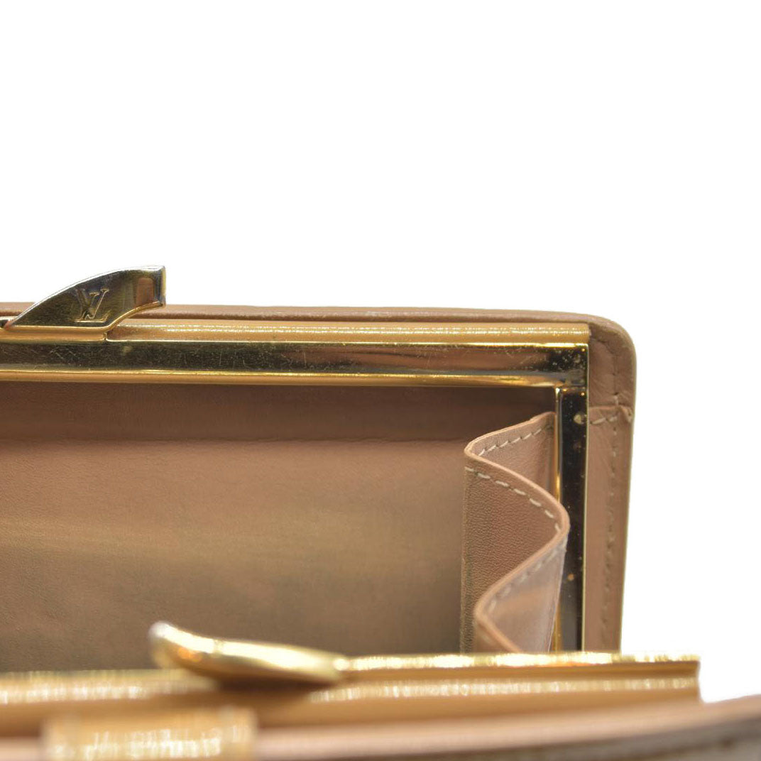 AUCTION $935 Louis Vuitton Vernis French Purse Wallet Beige MI0025