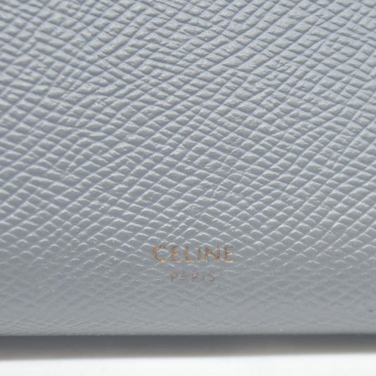 AUCTION $750 CELINE Large Flap MultiFunction Leather Long Bifold Wallet Gray